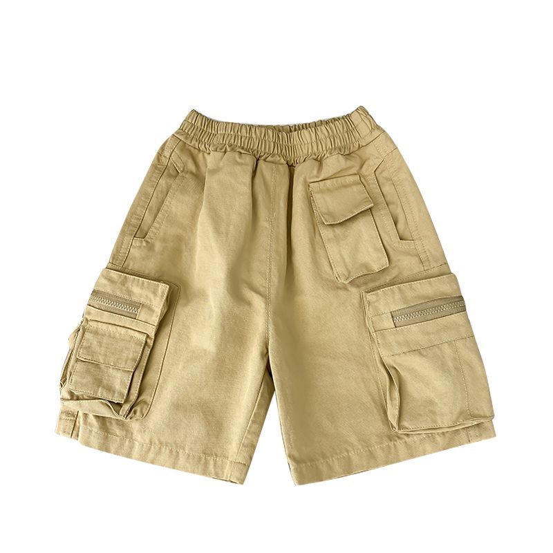 P boys shorts summer cotton overalls new handsome boys middle pants children's baby loose thin five-point pants