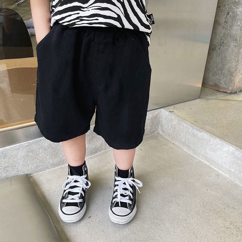 P Spring, summer and autumn outer wear boys and girls leggings casual five-point pants