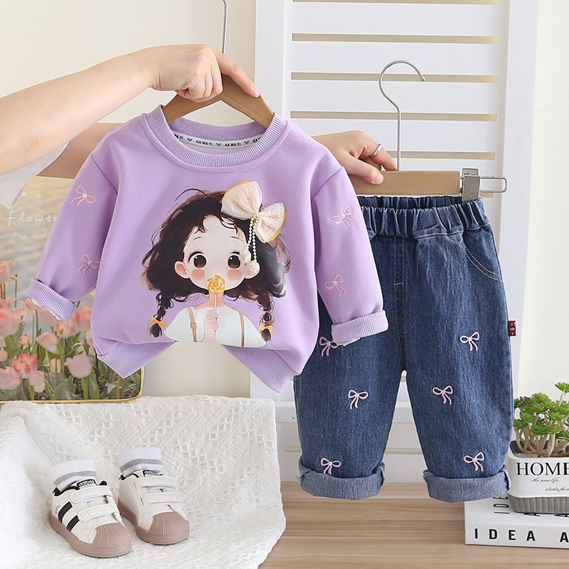 P baby girl denim two-piece autumn suit autumn