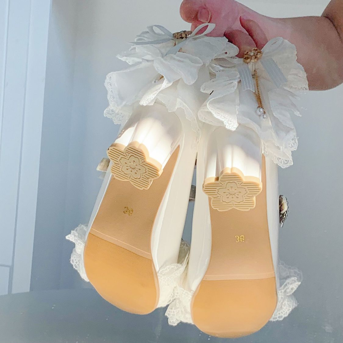 P lolita bow lace high heels