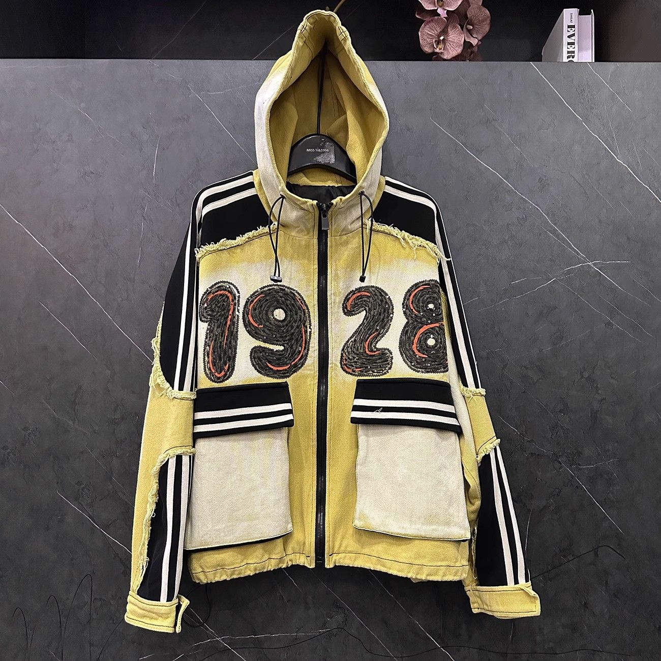 P Spring and Autumn New Heavy Industry Design Sense Cartoon Mickey Hooded Cardigan Sweater