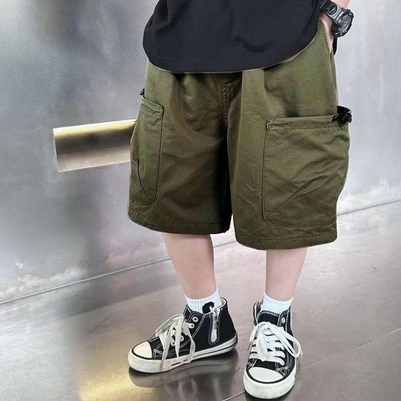 P summer new boys tooling pure cotton shorts thin boys five-point pants middle pants wearing foreign trend