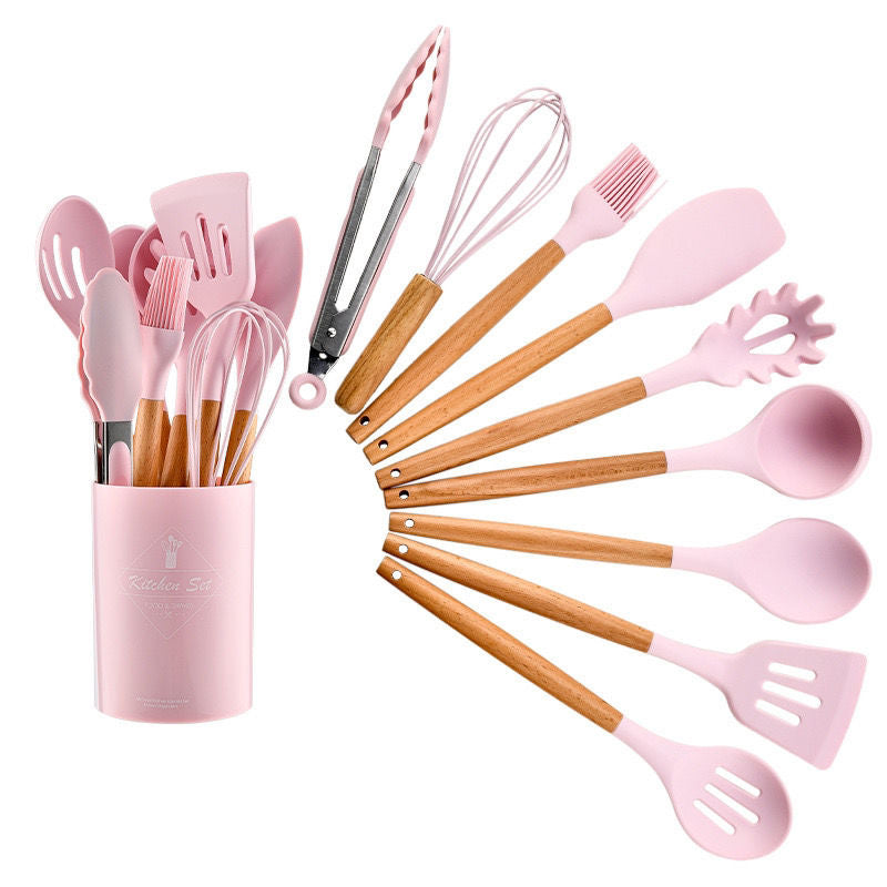 PP handle silicone kitchenware 12 piece set non-stick spatula cooking tools