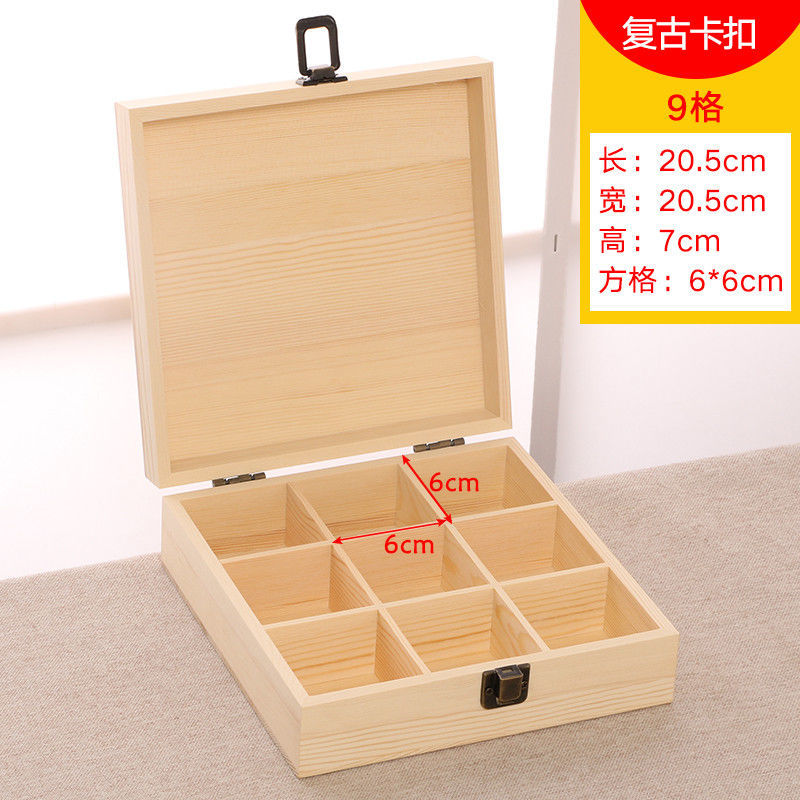 P large solid wood box multi-grid storage box tea gift box