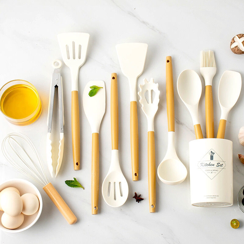 PP handle silicone kitchenware 12 piece set non-stick spatula cooking tools