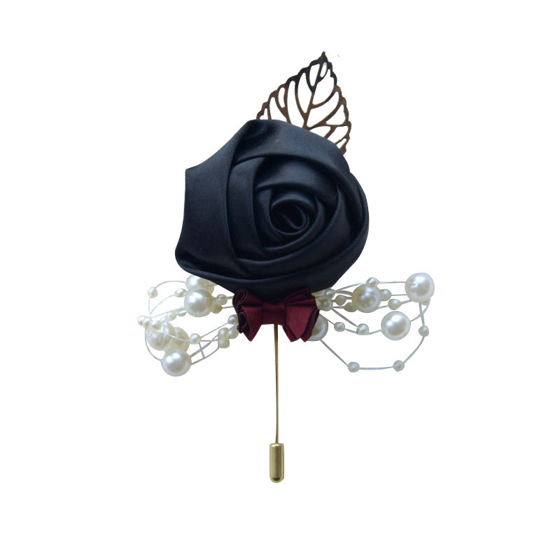 A Wedding bride and groom corsage jewelry rose placket simulation flower, meeting, brooch, suit, collar pin, collar flower - Mixbatch