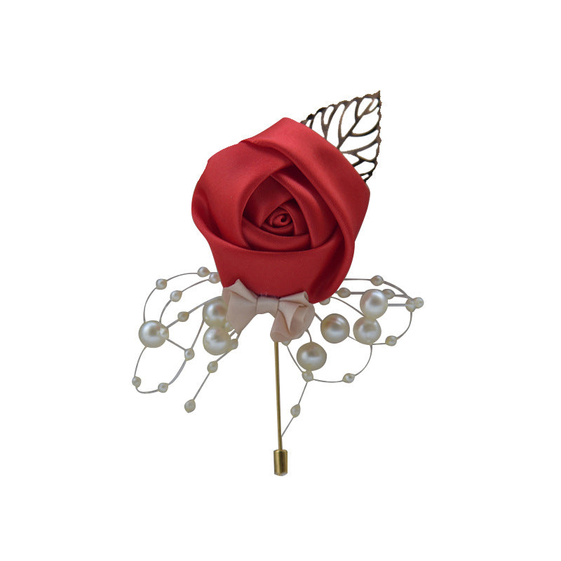 A Wedding bride and groom corsage jewelry rose placket simulation flower, meeting, brooch, suit, collar pin, collar flower - Mixbatch