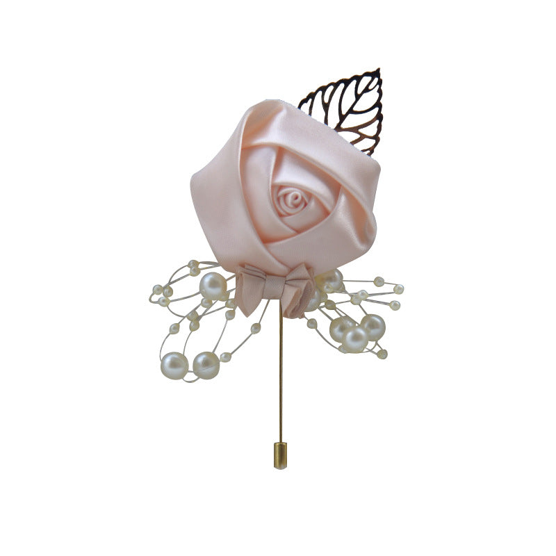 A Wedding bride and groom corsage jewelry rose placket simulation flower, meeting, brooch, suit, collar pin, collar flower - Mixbatch
