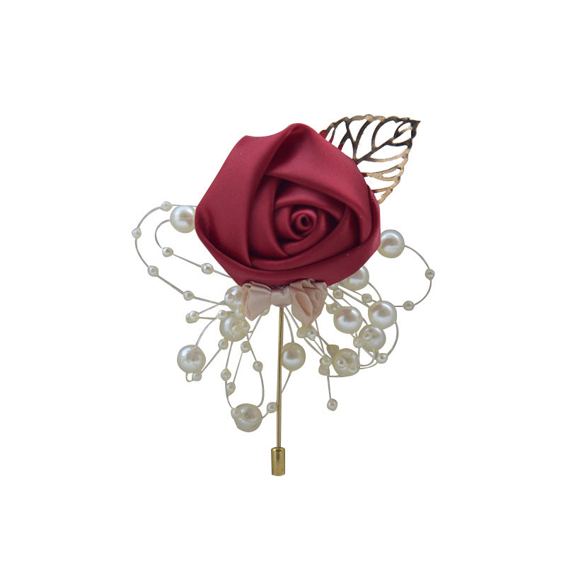 A Wedding bride and groom corsage jewelry rose placket simulation flower, meeting, brooch, suit, collar pin, collar flower - Mixbatch