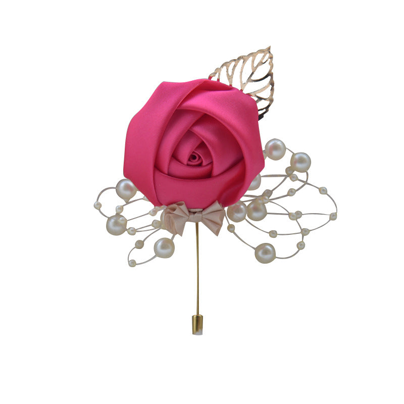 A Wedding bride and groom corsage jewelry rose placket simulation flower, meeting, brooch, suit, collar pin, collar flower - Mixbatch