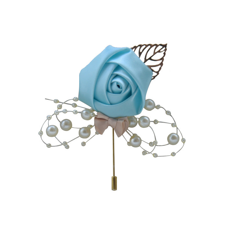 A Wedding bride and groom corsage jewelry rose placket simulation flower, meeting, brooch, suit, collar pin, collar flower - Mixbatch