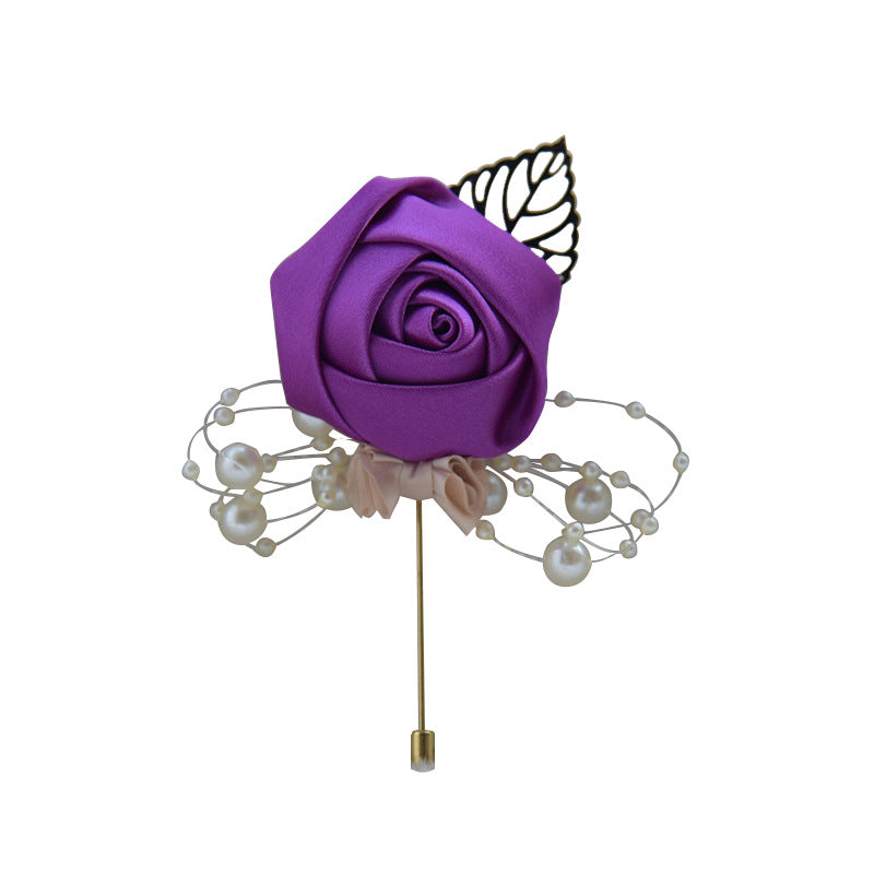 A Wedding bride and groom corsage jewelry rose placket simulation flower, meeting, brooch, suit, collar pin, collar flower - Mixbatch