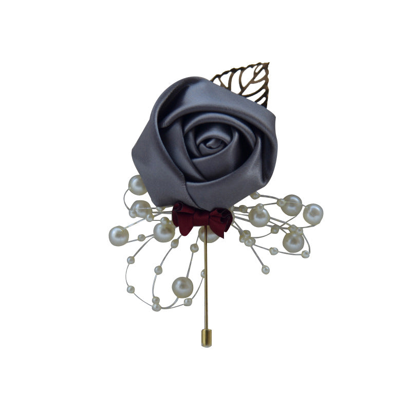 A Wedding bride and groom corsage jewelry rose placket simulation flower, meeting, brooch, suit, collar pin, collar flower - Mixbatch