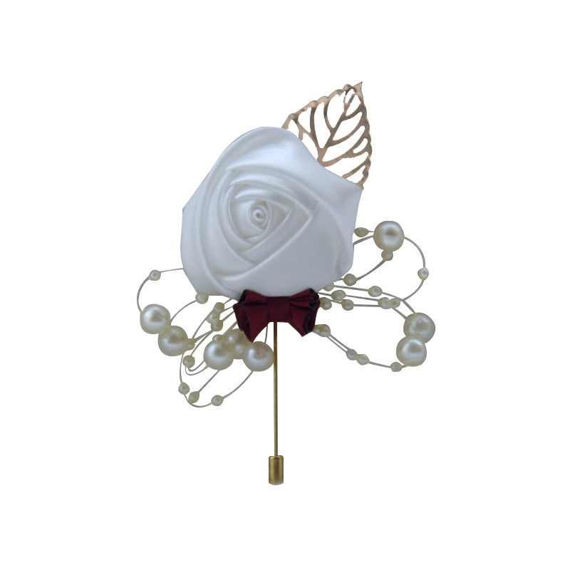 A Wedding bride and groom corsage jewelry rose placket simulation flower, meeting, brooch, suit, collar pin, collar flower - Mixbatch