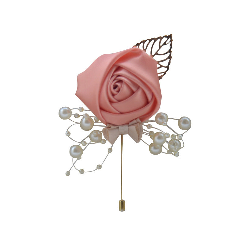 A Wedding bride and groom corsage jewelry rose placket simulation flower, meeting, brooch, suit, collar pin, collar flower - Mixbatch