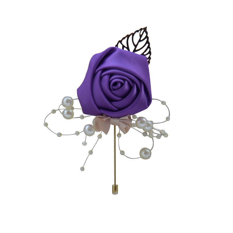 A Wedding bride and groom corsage jewelry rose placket simulation flower, meeting, brooch, suit, collar pin, collar flower - Mixbatch
