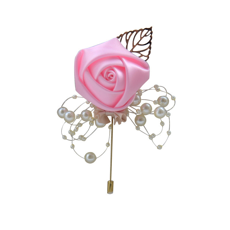 A Wedding bride and groom corsage jewelry rose placket simulation flower, meeting, brooch, suit, collar pin, collar flower - Mixbatch
