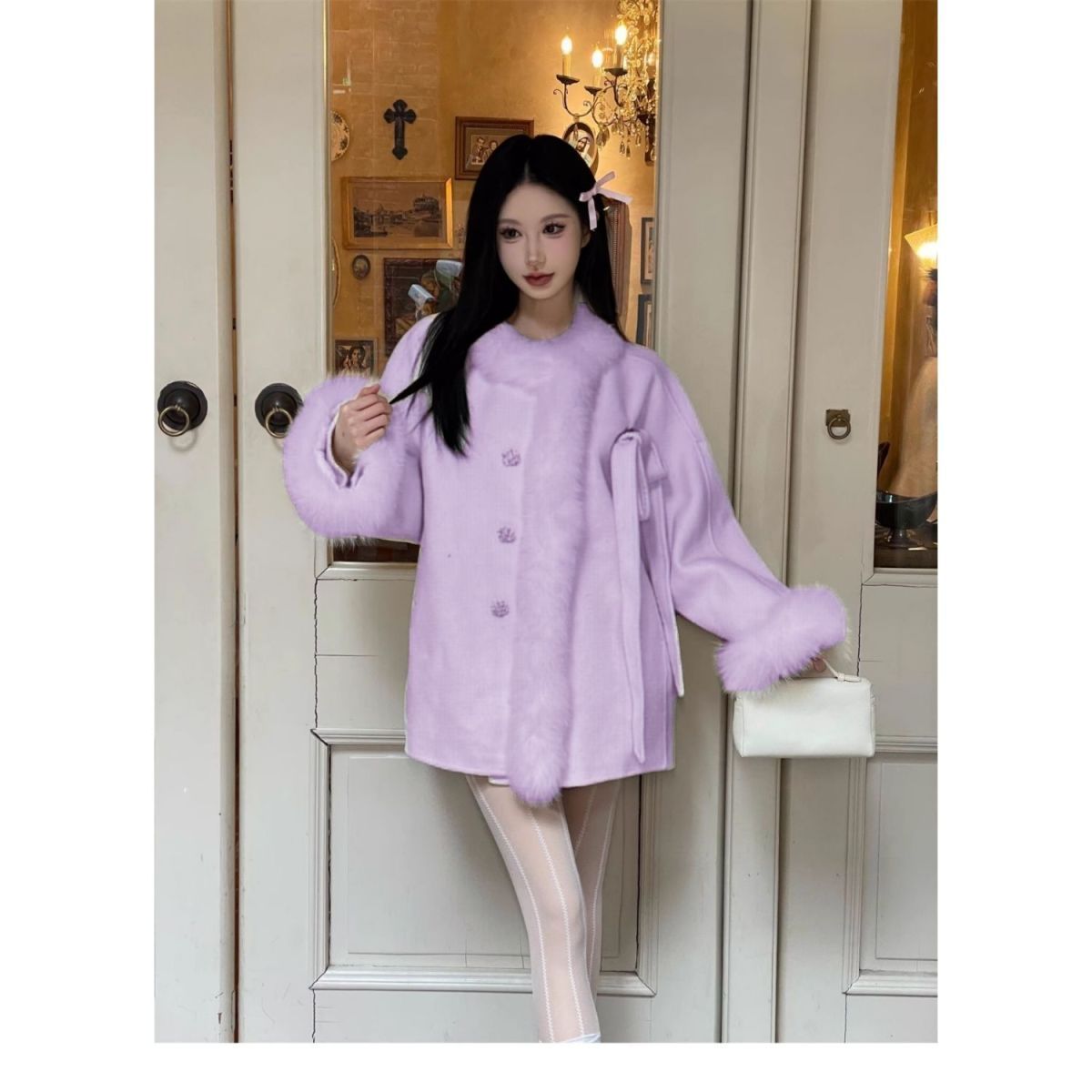 P fur collar jacket