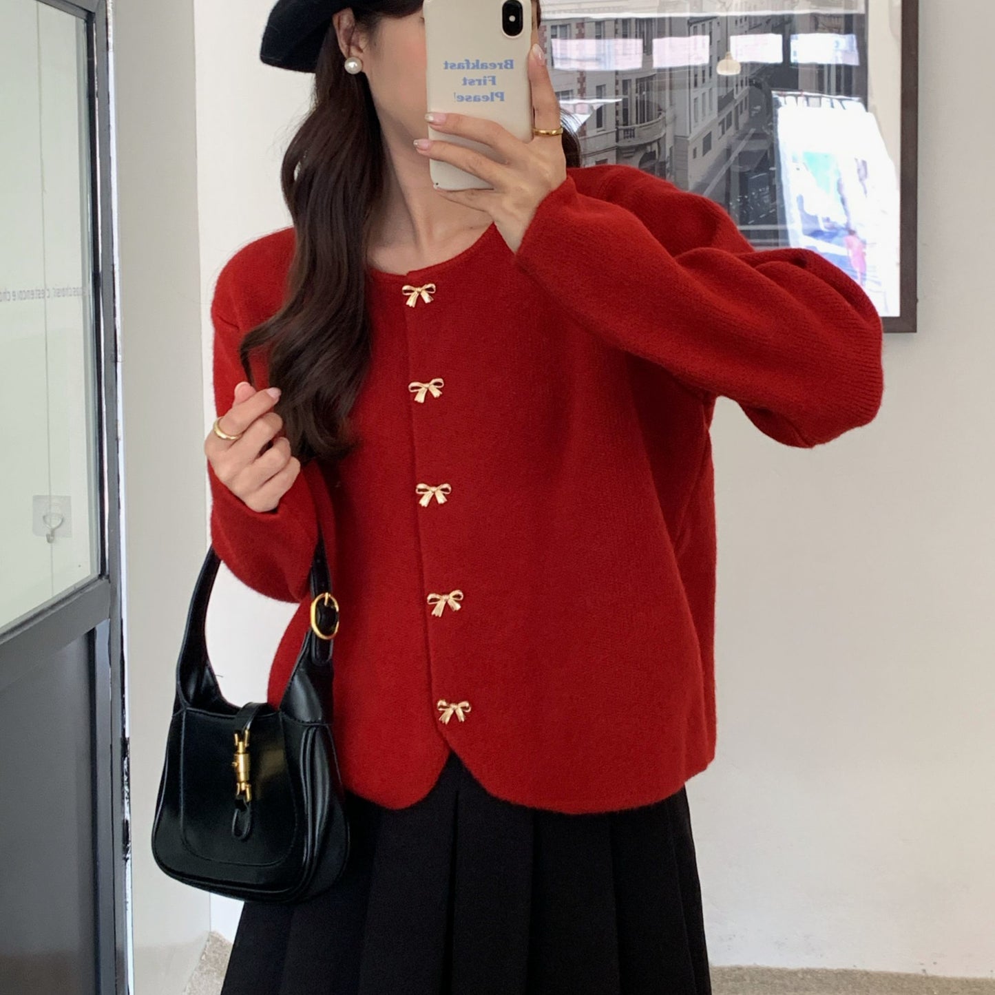 P Butterfly Button Sweater