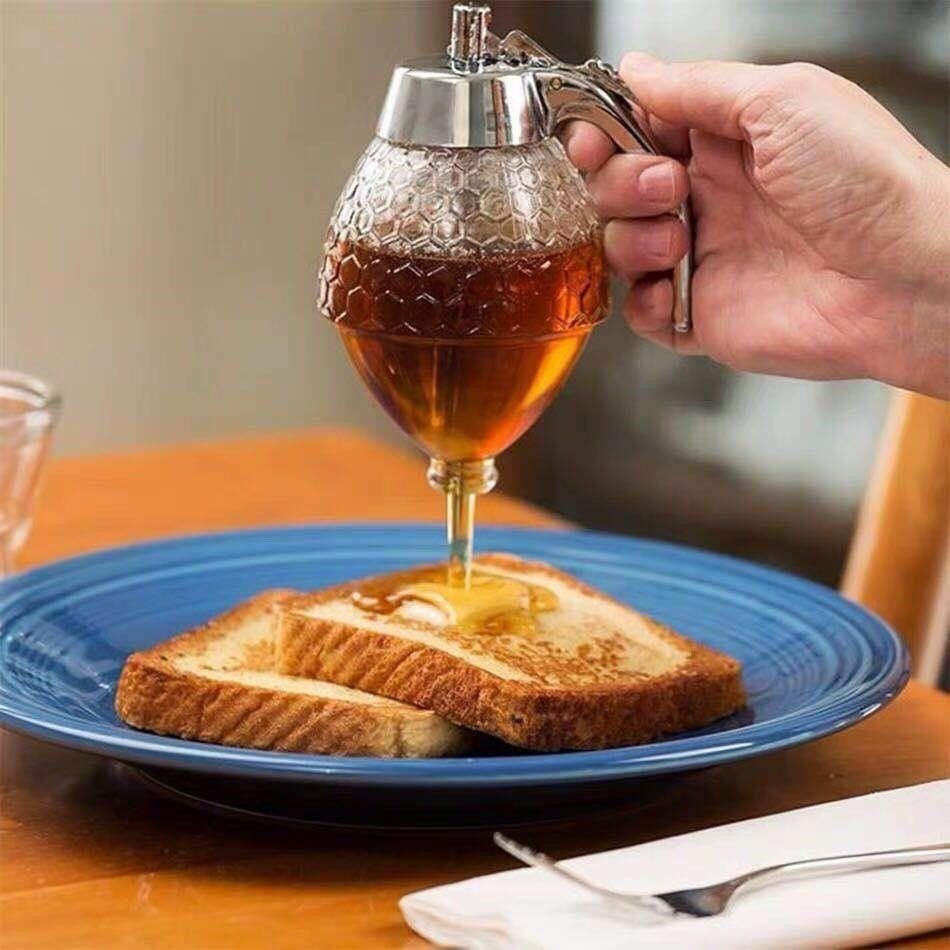 Honey bottle syrup juice dispenser acrylic honey syrup dispensing honey jar squeezer - Mixbatch