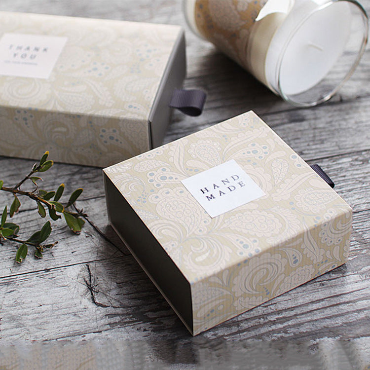 A square creative classical tea drawer packaging gift box spot Korean version small gift handmade soap pulling paper box MOQ: 100PIECE - Mixbatch