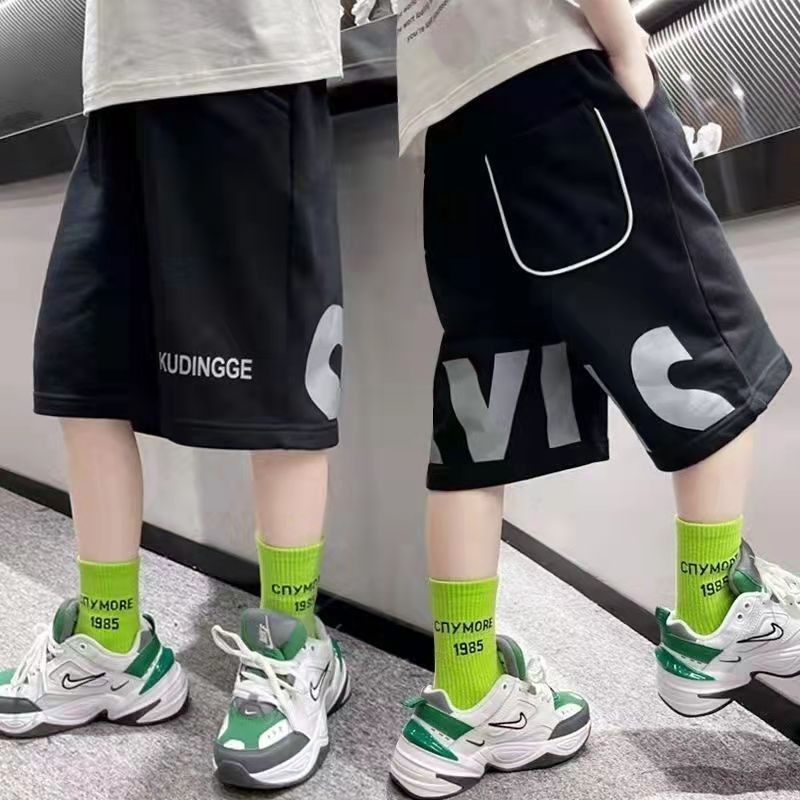 P summer pants new middle-aged and older children's summer middle pants boys thin sweatpants 74.2% COTTON