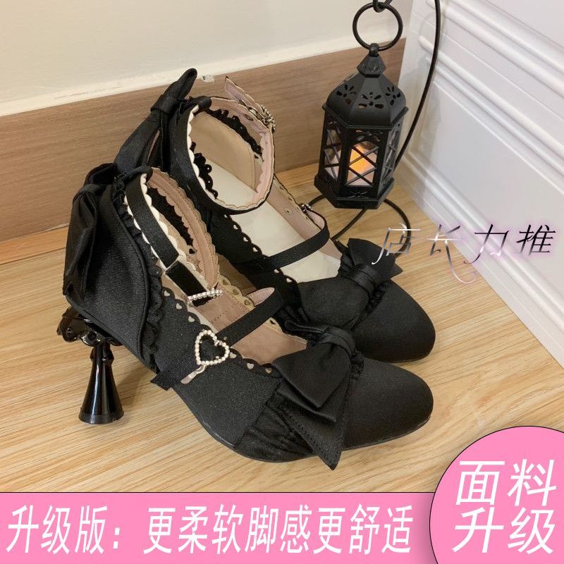 P lolita bow lace high heels