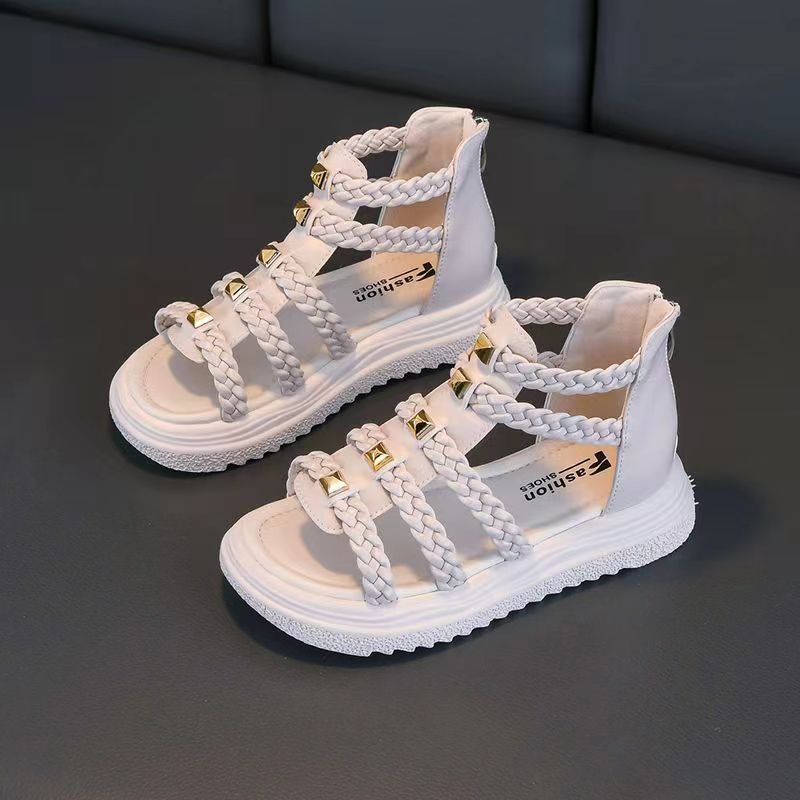 P new summer woven little girl baby princess roman shoes soft-soled open-toed children's sandals
