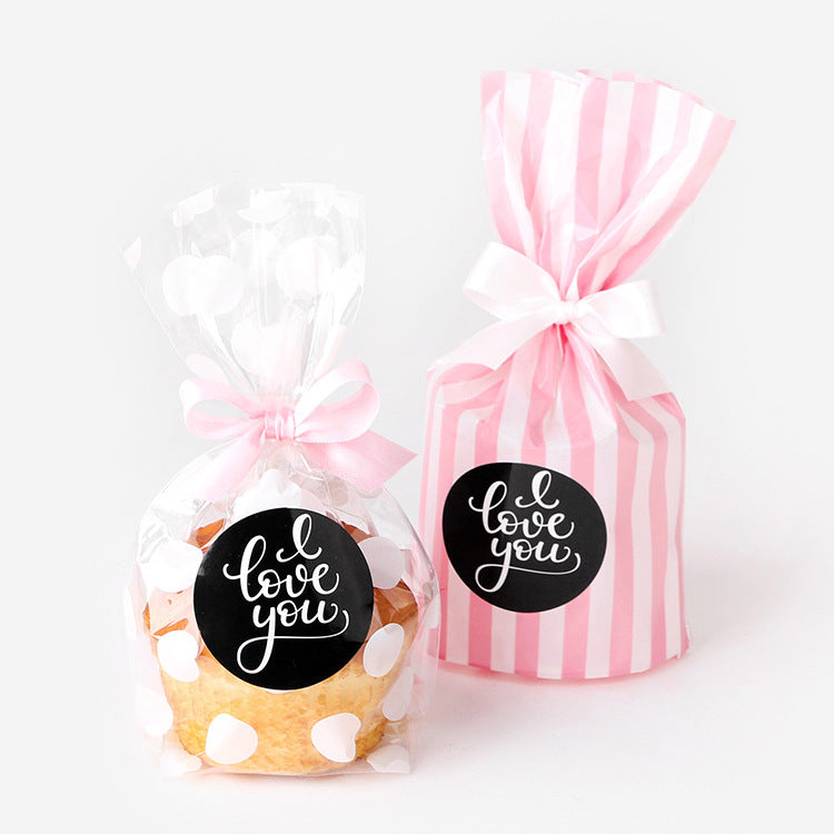 A simple color round rose red thank you sticker Valentine's Day chocolate sticker packaging box sticker 3 stickers/sheet MOQ; 100 SHEET - Mixbatch