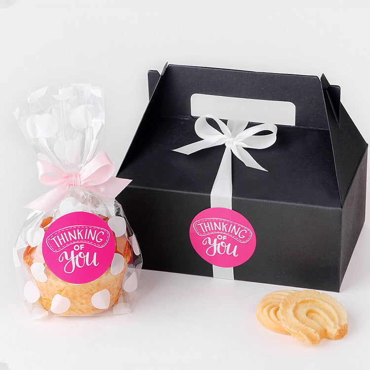 A simple color round rose red thank you sticker Valentine's Day chocolate sticker packaging box sticker 3 stickers/sheet MOQ; 100 SHEET - Mixbatch