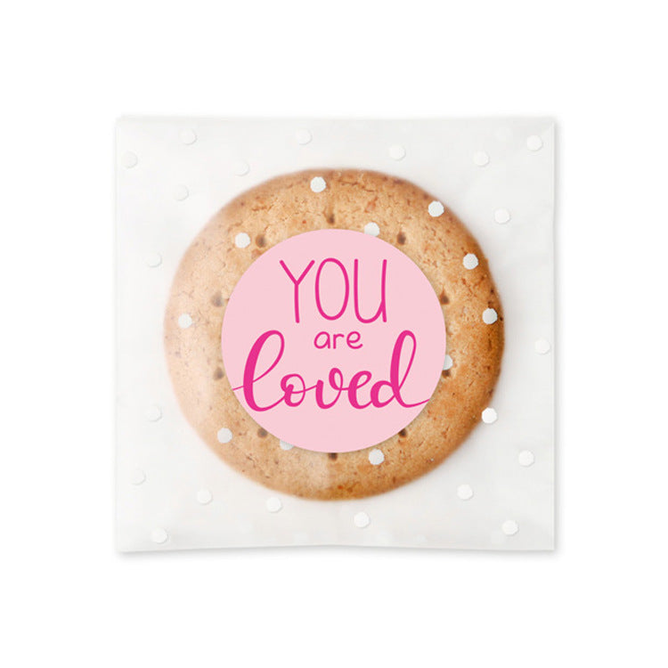 A simple color round rose red thank you sticker Valentine's Day chocolate sticker packaging box sticker 3 stickers/sheet MOQ; 100 SHEET - Mixbatch