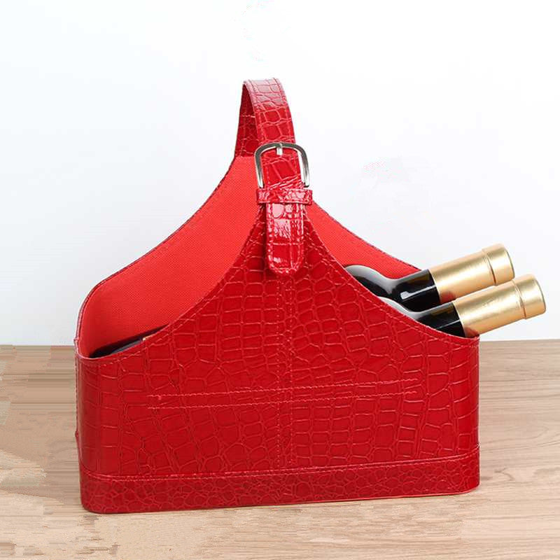 A leather portable basket gift packaging fruit storage basket wine basket