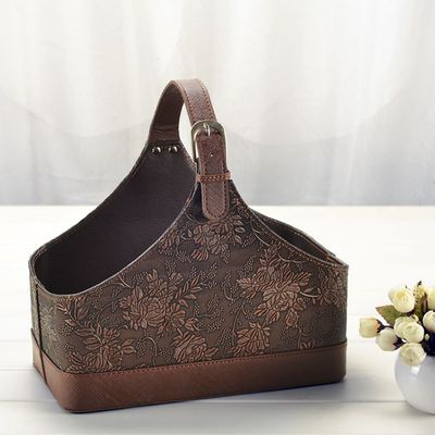 A leather portable basket gift packaging fruit storage basket wine basket