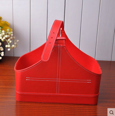 A leather portable basket gift packaging fruit storage basket wine basket