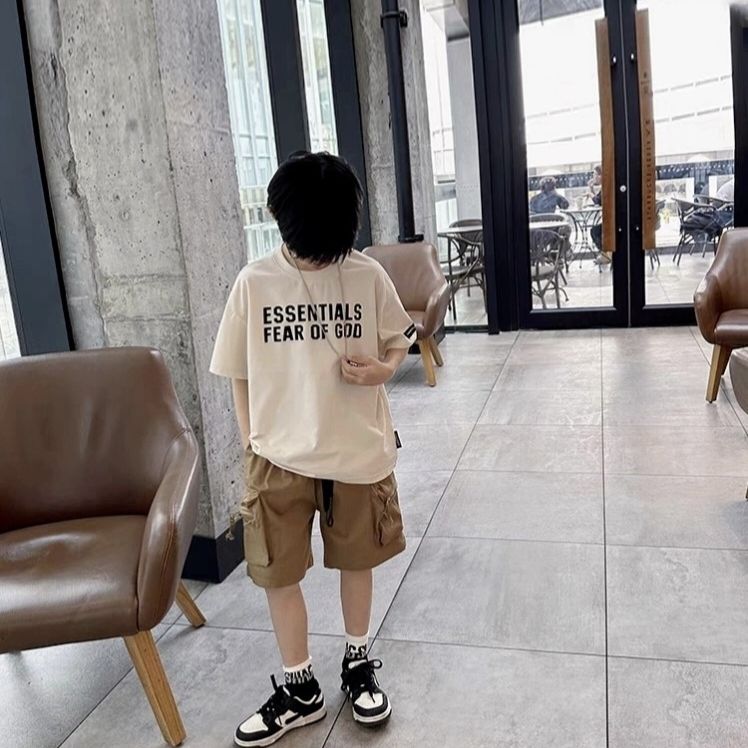 P boys shorts summer cotton overalls new handsome boys middle pants children's baby loose thin five-point pants