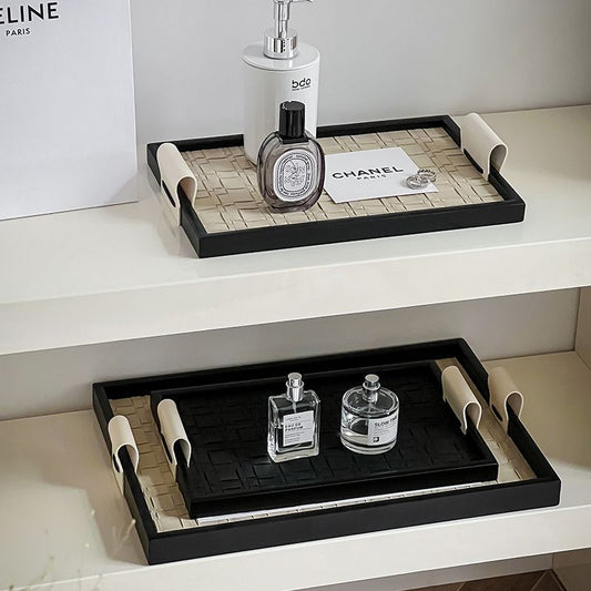 P Light luxury leather aromatherapy tray, living room coffee table entrance key, jewelry storage, hotel beauty salon desktop ornament