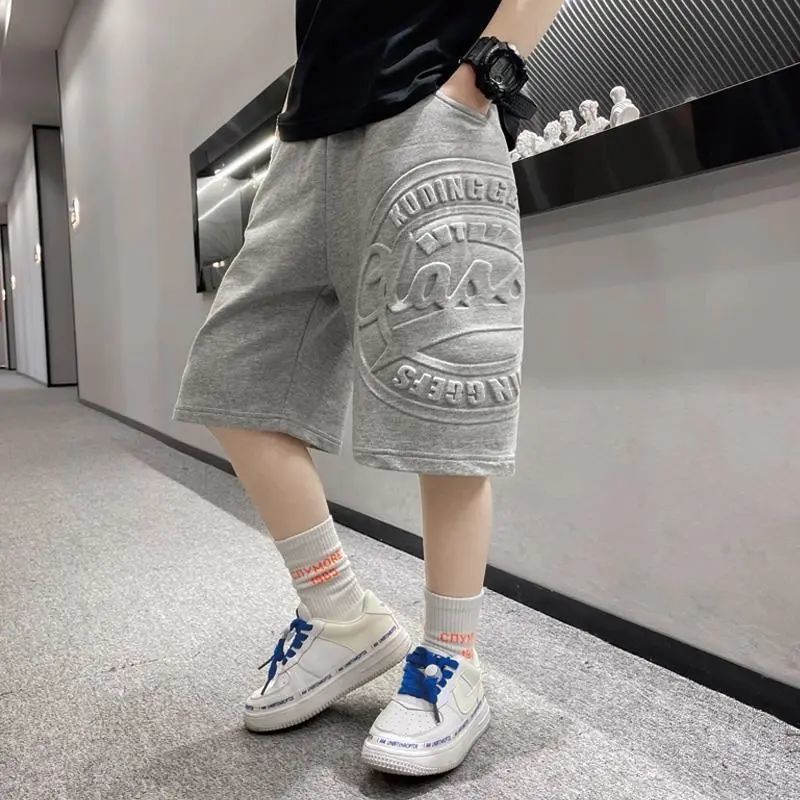 P children's clothing summer thin cotton medium and older children's five-point pants boys' medium pants summer clothing foreign style