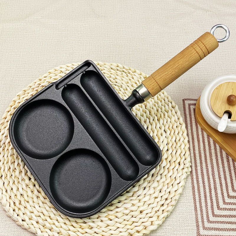 Cast iron sausage pot, 2-in-1, egg fryer, uncoated, household sausage maker, sausage grilling machine, breakfast egg frying mold - Mixbatch