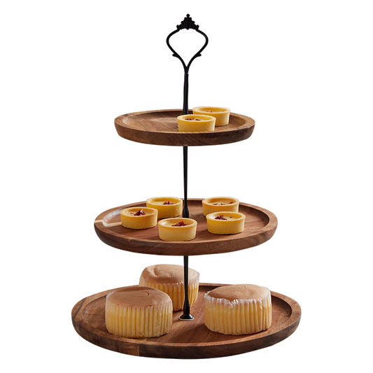 P Double layer dried fruit plate table tray multi-layer wooden plate