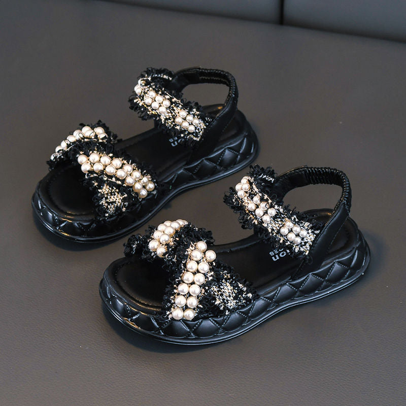 P summer new sandals girls open-toed Korean version princess small fragrant wind pearl single shoes trendy cute little big children's shoes