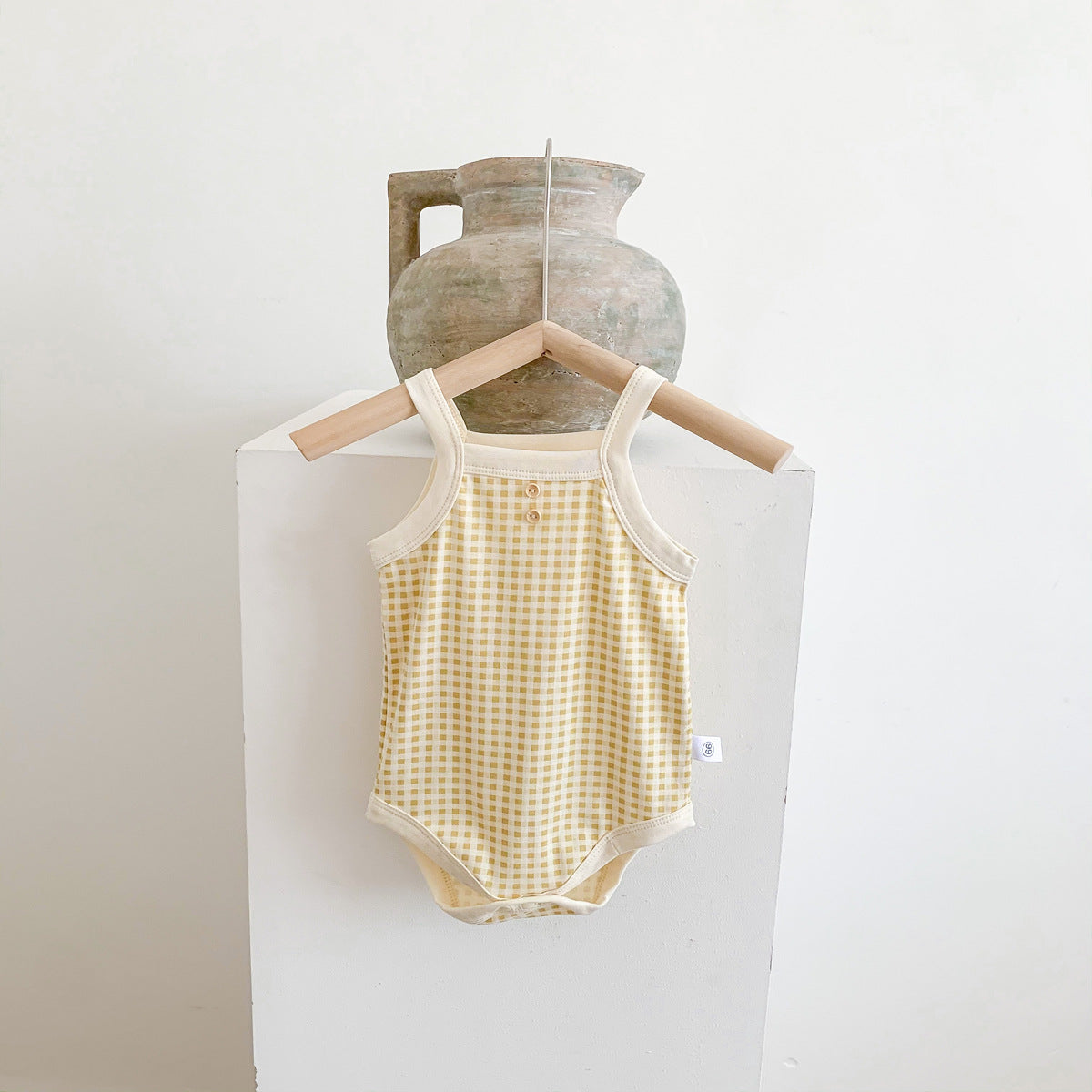 A baby summer camisole, fart jacket, ins, baby sleeveless, soft plaid hayi, one-piece climbing suit - Mixbatch