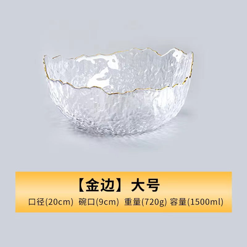A Creative Japanese Lotus Mist Powder Glass Fruit Salad Bowl Set High Value Dessert Bowl Light Luxury Simple Household Fruit Plate