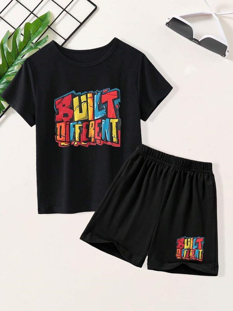 A tide brand printed short-sleeved t-shirt children's trend summer new middle-aged and older children's casual t-shirt