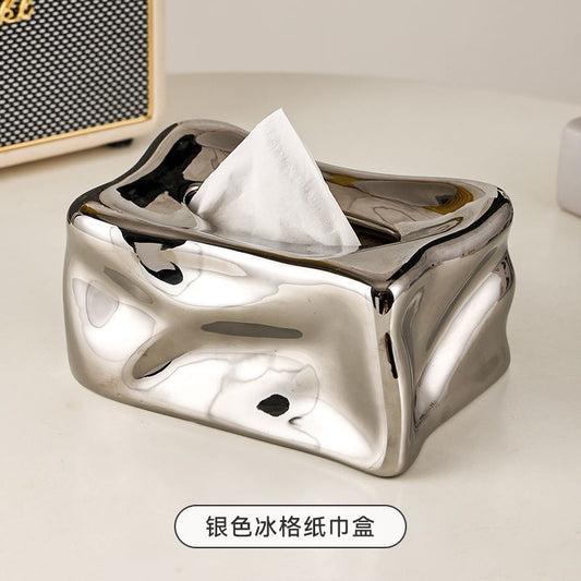 A ceramic tissue box decorative ornament
