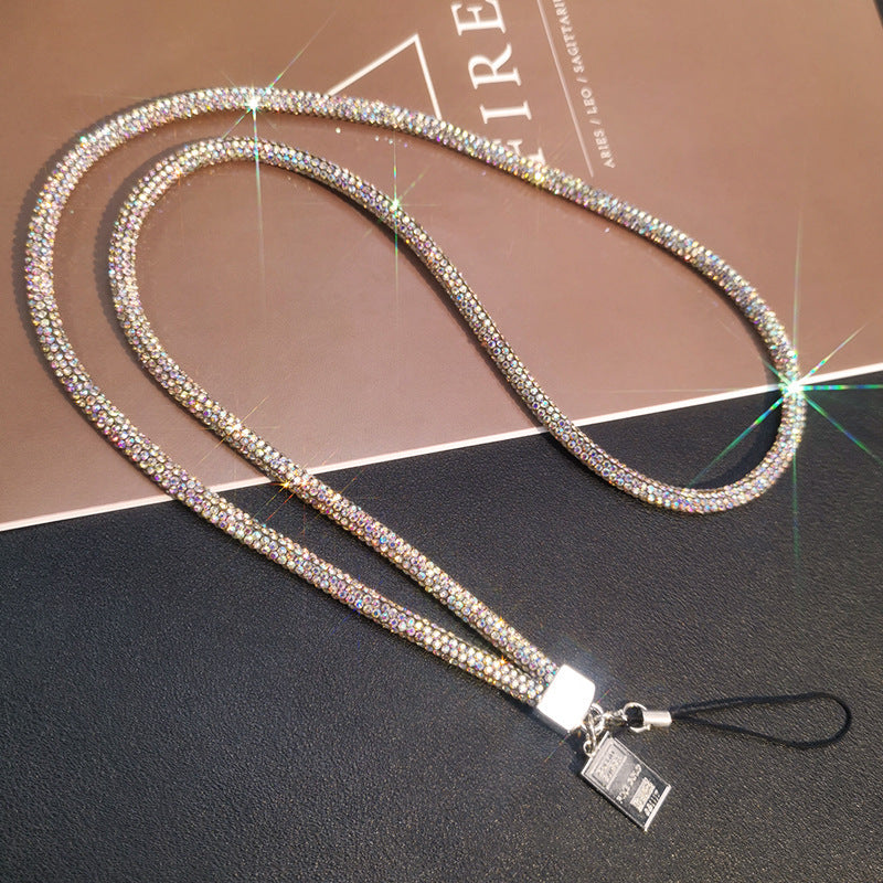 A Mobile phone lanyard length Wrist rhinestone lanyard Women's high-end luxury full diamond pendant Colorful fashion pendant - Mixbatch