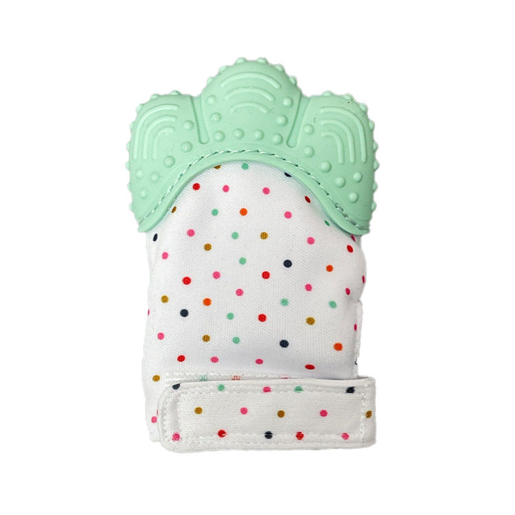 A Silicone molar gloves Food grade Baby imitation finger molar stick Hand guard Sound toy