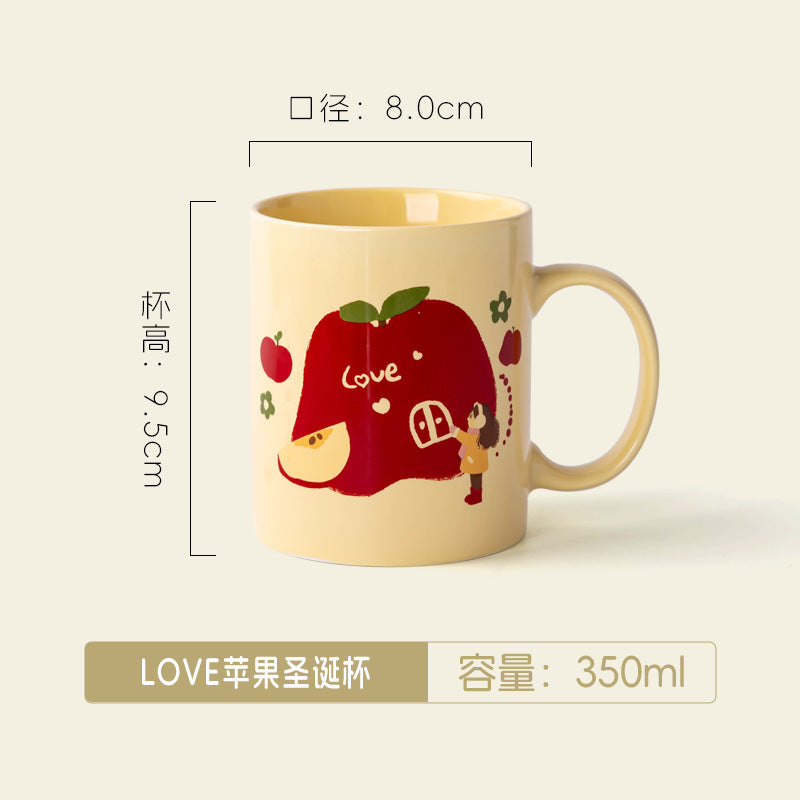 A Christmas Mug Ceramic Cup with Lid Spoon
