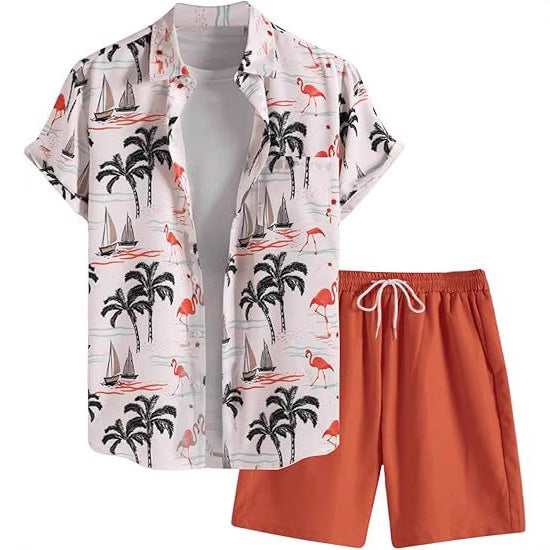A Men's Short Sleeve Shorts Shirt Set