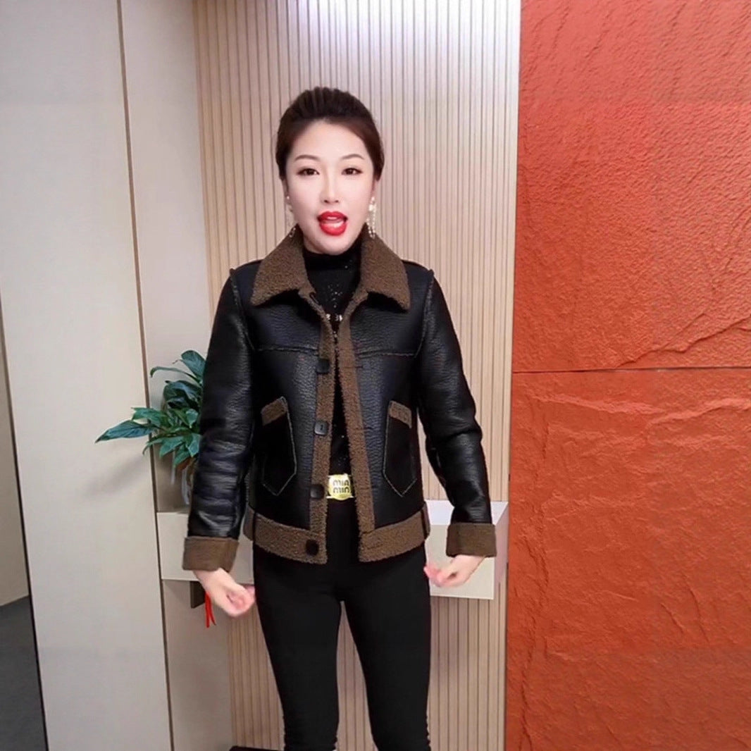 A women's leather jacket