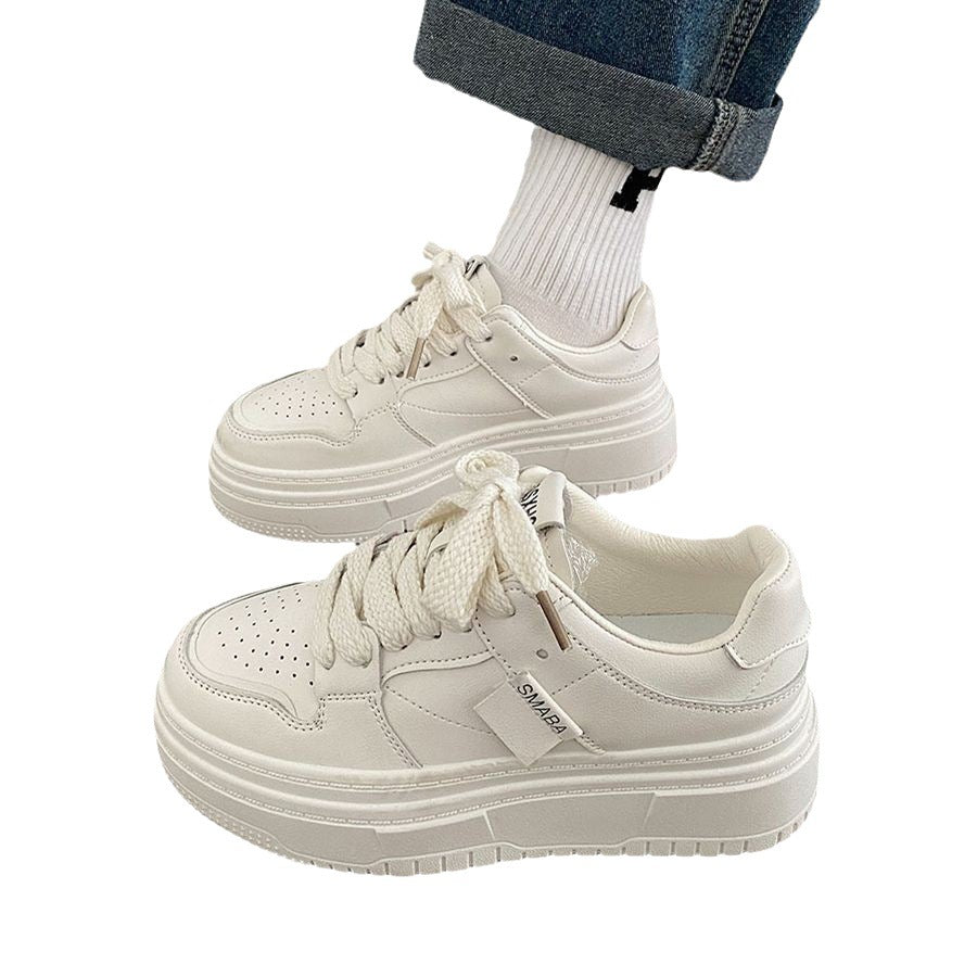 Little White Shoes Women's New Spring Versatile Thick Sole Simple Casual Shoes, Unique Original Design, Board Shoes for Women 0.6kg - Mixbatch